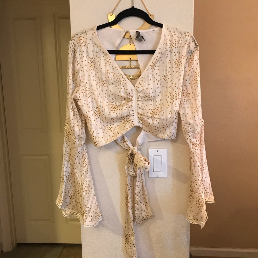 Celestial Vintage Seventies Crop Bell Sleeve Top